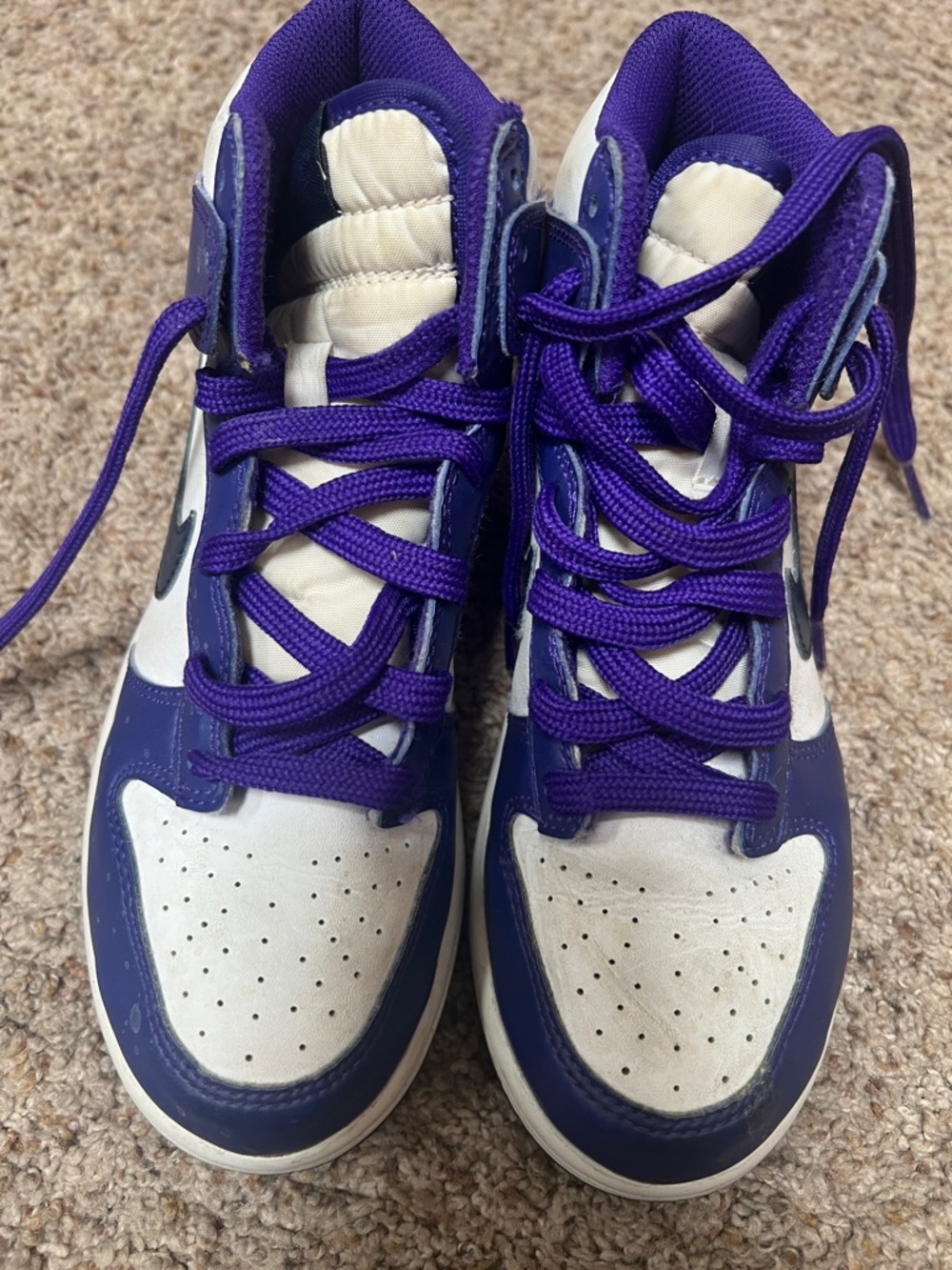 Nike Purple and White High-Top Sneakers size 3 Kids